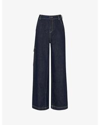 Whistles - Vy Patch-pocket Wide-leg Mid-rise Denim Trousers - Lyst