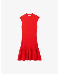 Claudie Pierlot - Sleeveless Pleated-Trim Knitted Mini Dress - Lyst