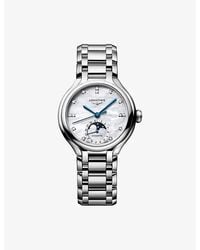 Longines - L8.126.4.87.6 Primaluna Moonphase Stainless-Steel And 0.060Ct Diamond Automatic Watch - Lyst