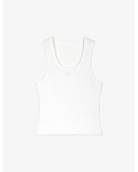 Maje - Logo-Embroidered Ribbed Stretch-Cotton Vest - Lyst