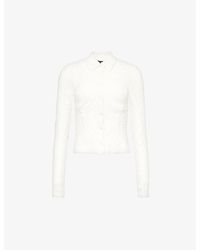 ROTATE BIRGER CHRISTENSEN - Floral-embroidered Long-sleeved Slim-fit Stretch-recycled-polyamide And Cotton-blend Shirt - Lyst