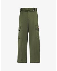 KENZO - Brand-patch Detachable-belt Straight-leg Cotton Cargo Trousers - Lyst