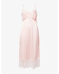 Simone Rocha - Lace-Trim V-Neck Satin Midi Dress - Lyst