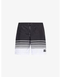 Dolce & Gabbana - Striped Brand-print Swim Shorts - Lyst