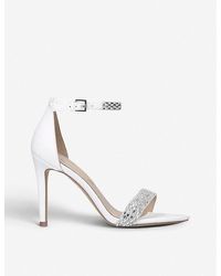 aldo dovyan embellished heeled sandals in silver