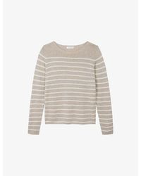 The White Company - Striped Boat-Neck Wool-Blend Jumper - Lyst
