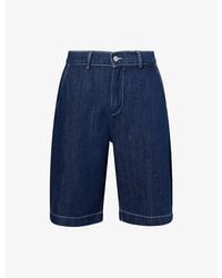 7 For All Mankind - Wide Leg Cotton And Linen Blend Chino Shorts - Lyst