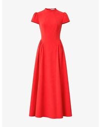 Ro&zo - Mariam Cap-Sleeve Stretch-Woven Maxi Dress - Lyst