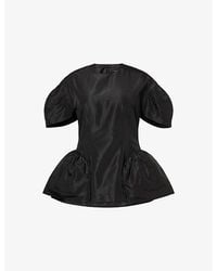 Simone Rocha - Short-Sleeve Peplum Satin Top - Lyst