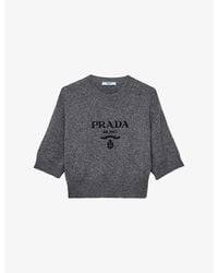 Prada - Logo-Intarsia Cashmere-Wool Blend Knitted Jumper - Lyst