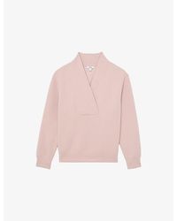Reiss - Annabel Shawl-Neck Long-Sleeve Jersey Top - Lyst