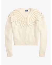 Polo Ralph Lauren - Crochet Long-Sleeve Wool-Alpaca Blend Cardigan - Lyst