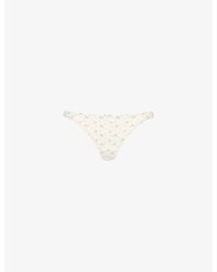 Cou Cou Intimates - Mid-Rise Pointelle-Pattern Cotton Thong - Lyst