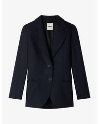 Sandro - Striped Slim-Fit Wool-Blend Blazer - Lyst