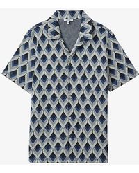 Reiss - Beech Diamond-jacquard Slim-fit Stretch-cotton Shirt - Lyst