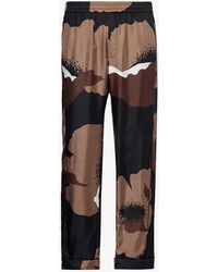 Valentino - Floral-print Relaxed-fit Silk Trousers - Lyst