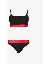 Calvin Klein Embossed Icon Stretch-cotton Set - Red