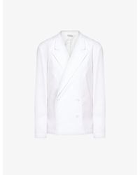 Dries Van Noten - V-neck Notch-lapel Cotton Blazer - Lyst