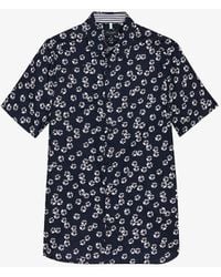 Ted Baker - Vy Alfanso Floral-print Slim-fit Stretch-cotton Shirt - Lyst