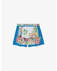 Maje - Tropical-Print Pleated Woven Shorts - Lyst