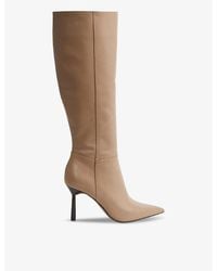 Reiss - Gracyn Knee-high Leather Heeled Boots - Lyst
