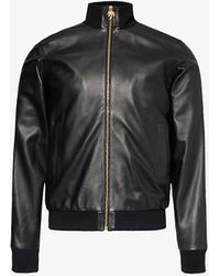 Palm Angels - High-neck Ribbed-trim Leather Jacket - Lyst