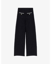 Maje - Straight-Leg High-Rise Tweed Cotton-Blend Trousers - Lyst