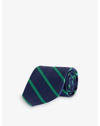 Polo Ralph Lauren - Vy/green Striped Wide-blade Silk Tie - Lyst