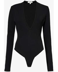 Agolde - Zena V-neck Slim-fit Stretch-woven Bodysuit - Lyst
