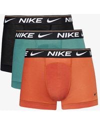 Nike - Logo-waistband Pack Of Three Stretch-recycled Polyester Trunks - Lyst