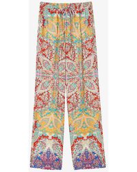 Sandro - Graphic-print Elasticated-waist Woven Trousers - Lyst