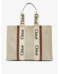 Chloé - Woody Large Canvas And Leather Tote Bag - Lyst