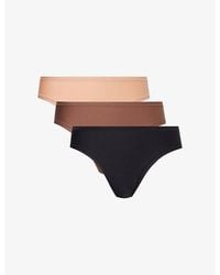 Lounge Underwear - High-rise Pack Of Three Stretch-recycled Polyamide Thong - Lyst