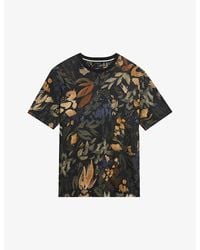 Ted Baker - Col Allpine Graphic-print Linen T-shirt - Lyst