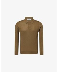 John Smedley - Hodson Ribbed Merino-Wool Polo Jumper - Lyst