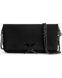 Zadig & Voltaire - Rock Python-embossed Wing-embellished Leather Clutch - Lyst