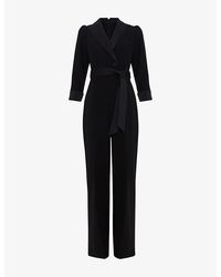 Phase Eight - Kylie Petite Lapel-Collar Long-Sleeve Woven Jumpsit - Lyst