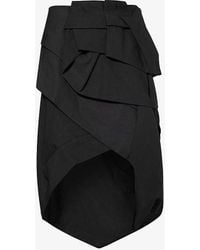 Dries Van Noten - Draped Curved-hem Linen And Cotton-blend Midi Skirt - Lyst