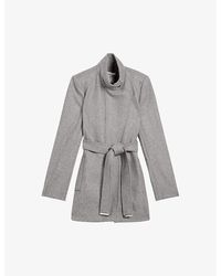 Ted Baker - Icombis Funnel-neck Wool-blend Coat - Lyst