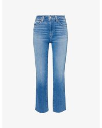 PAIGE - Cindy Raw-hem Straight-leg High-rise Stretch-cotton Jeans - Lyst
