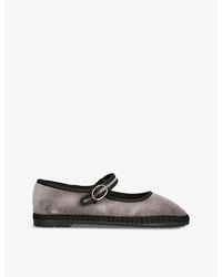 Flabelus - Brida Contrast-Piping Cotton-Velvet Ballet Flats - Lyst
