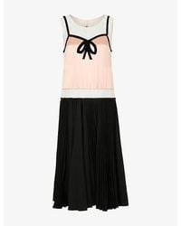 Marni - Colour-Block Bow Satin Midi Dress - Lyst