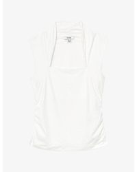 Reiss - Harri Square-Neck Ruched Stretch-Jersey Top - Lyst