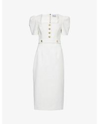 Rebecca Vallance - Clarisse Branded-hardware Cotton-blend Midi Dress - Lyst