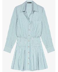 Maje - Stripe-print Pleated Woven Shirt Dress - Lyst