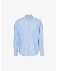 Oscar Jacobson - Signature Button-down Collar Linen Shirt X - Lyst