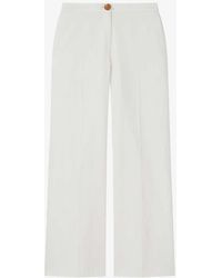LK Bennett - Ami Wide-leg High-rise Cotton Trousers - Lyst