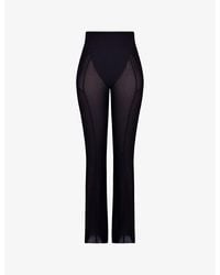 House Of Cb - Avalon Sheer Straight-leg High-rise Stretch-woven Trousers - Lyst
