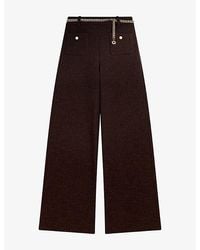 Maje - Chain High-Rise Stretch Cotton-Blend Trousers - Lyst