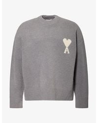 Ami Paris - Crew-Neck Logo-Intarsia Knitted Jumper - Lyst